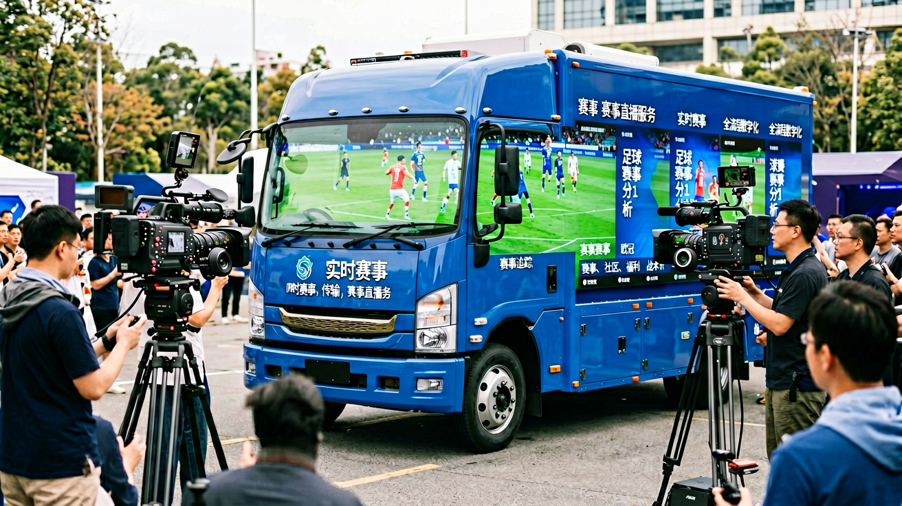 体育直播转播车，实时赛事画面传输
